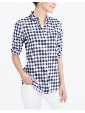 J Crew Boy Fit Blue and White Gingham Shirt